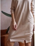 Smooth bauble dress with pockets, beige FI682 - Online store - Boutique